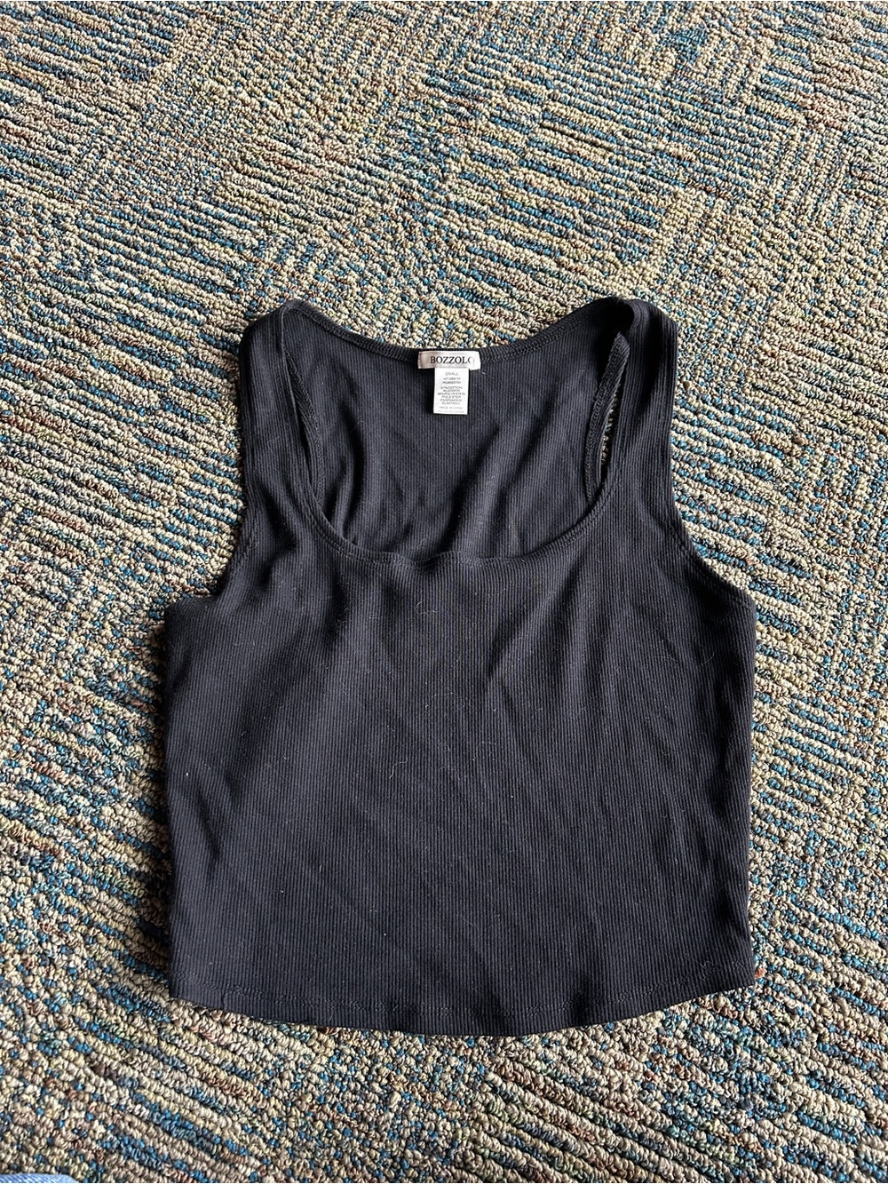 Bozzolo Black Ribbed Scoop Tank